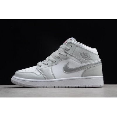 Nike Bayan Air Jordan 1 Mid Gs Gri / Pembe Basketbol Ayakkabısı Türkiye - VU8R6BIT